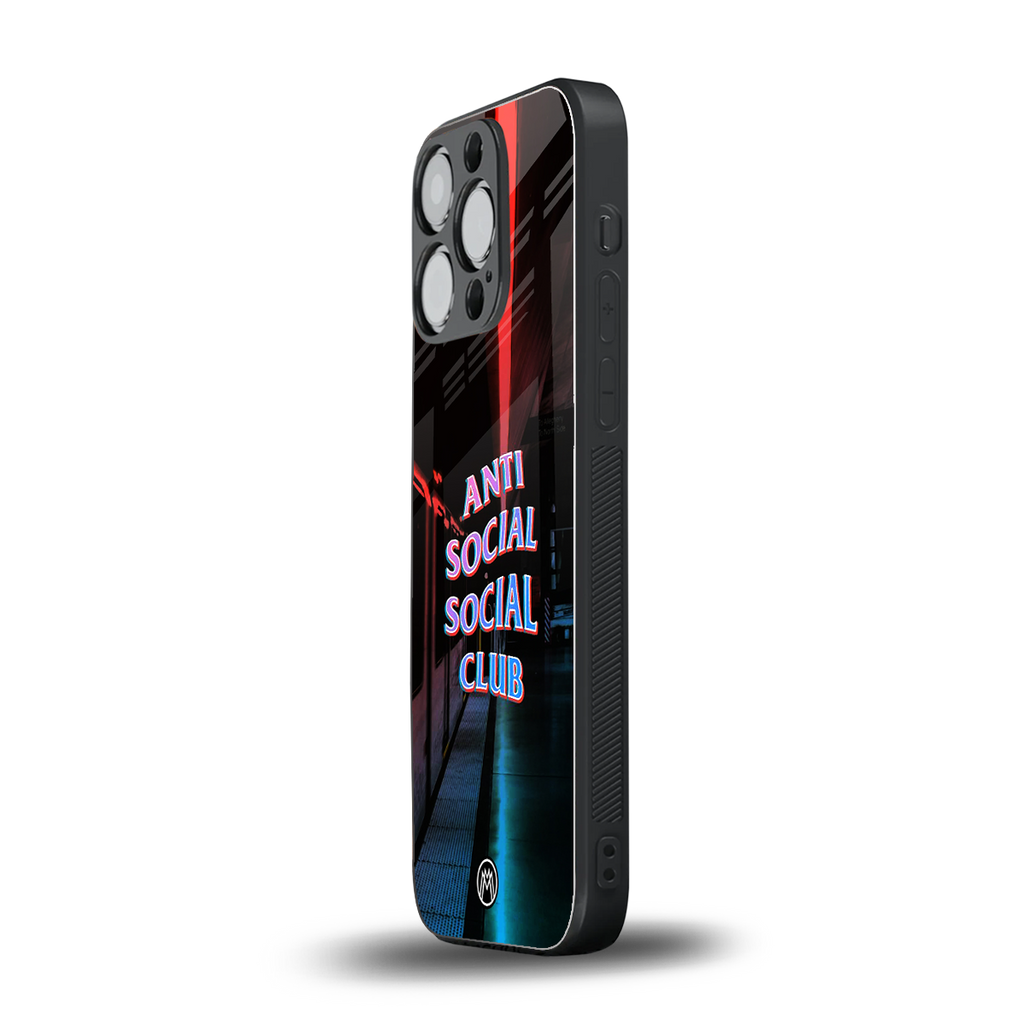 anti social social club back phone cover | glass case for iphone 15 pro