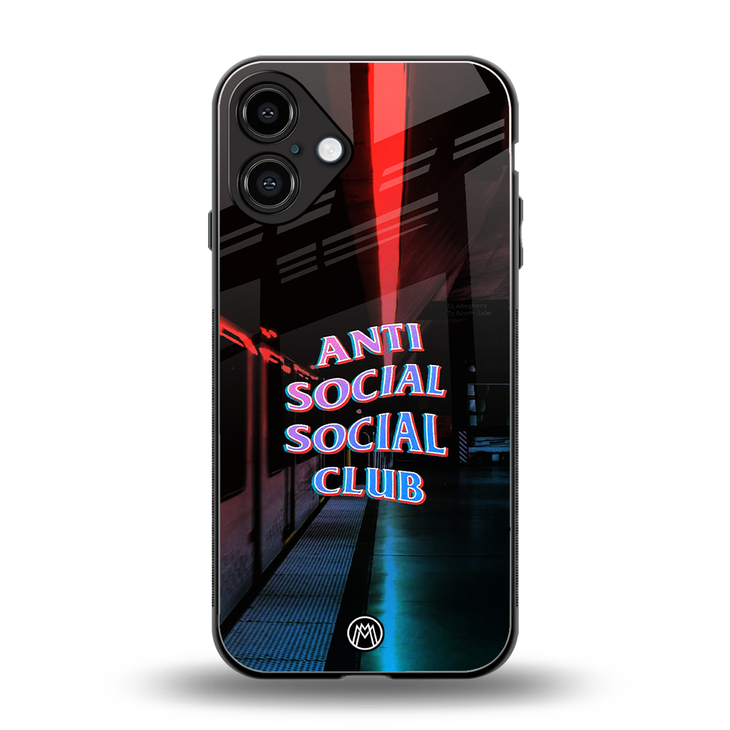 anti social social club back phone cover | glass case for iphone 16 plus