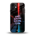 anti social social club back phone cover | glass case for iphone 16 plus