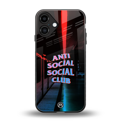 anti social social club back phone cover | glass case for iphone 16 plus
