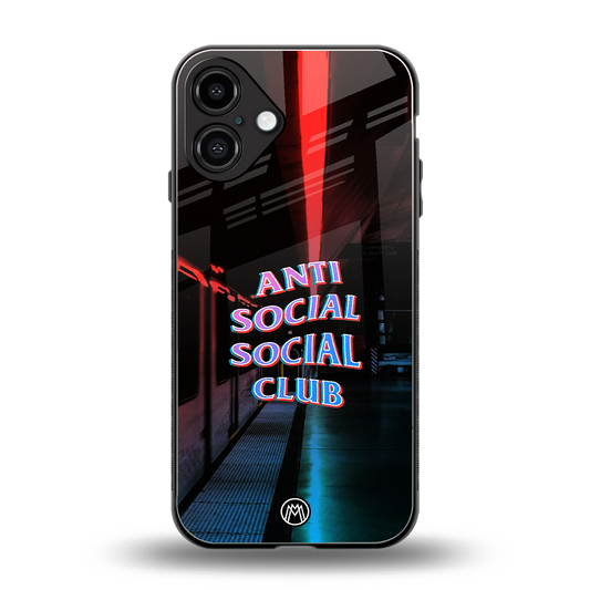 anti social social club back phone cover | glass case for iphone 16 plus