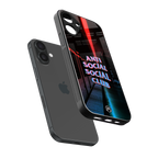 anti social social club back phone cover | glass case for iphone 16 plus