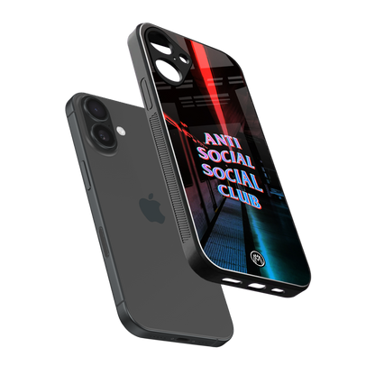 anti social social club back phone cover | glass case for iphone 16 plus