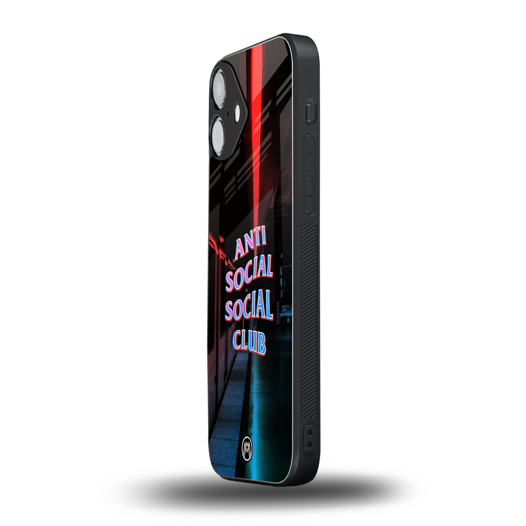 anti social social club back phone cover | glass case for iphone 16 plus