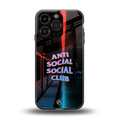 anti social social club back phone cover | glass case for iphone 16 pro