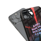 anti social social club back phone cover | glass case for iphone 14 plus