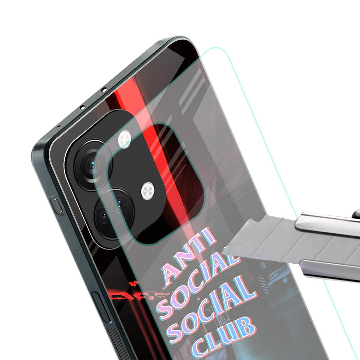 anti social social club back phone cover | glass case for oneplus nord 3
