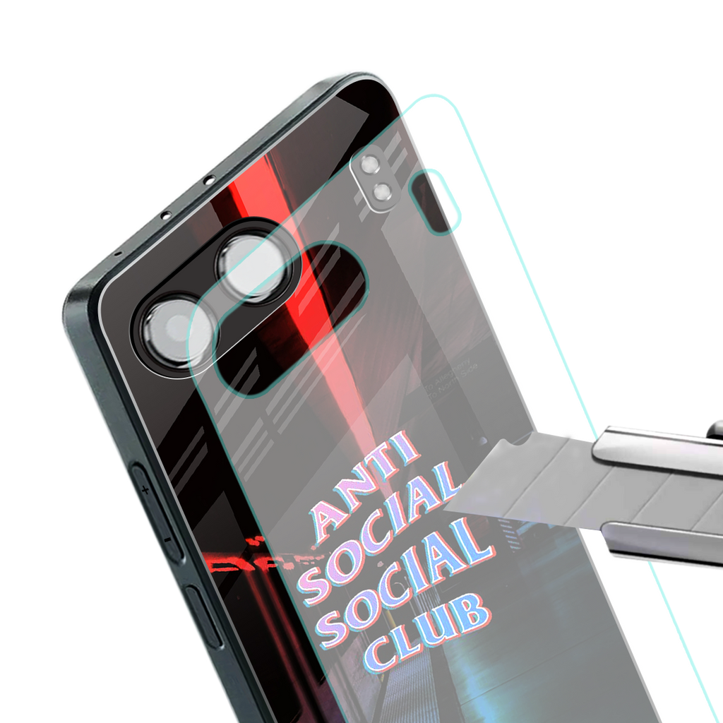 anti social social club back phone cover | glass case for oneplus nord 4