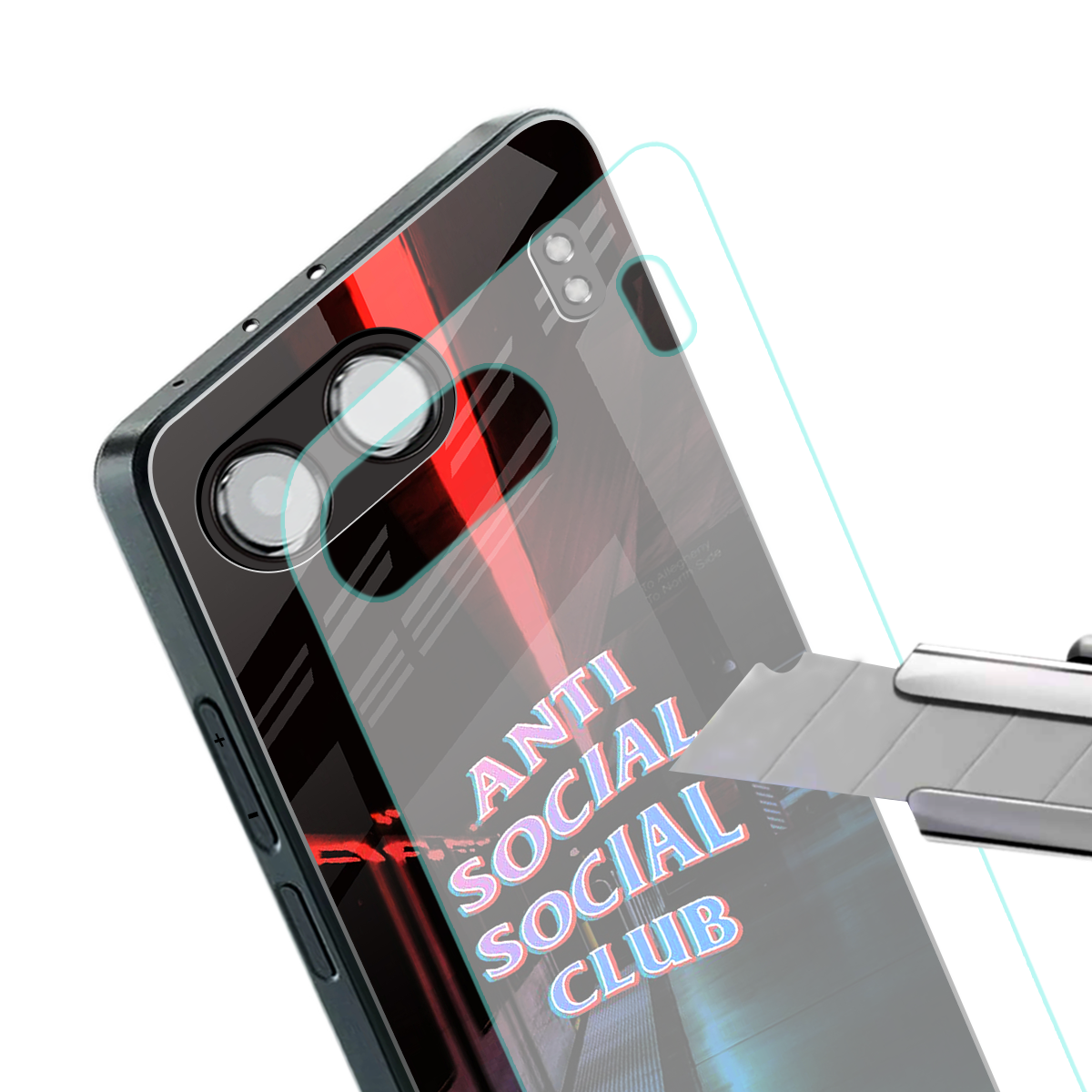 anti social social club back phone cover | glass case for oneplus nord 4