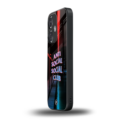 anti social social club back phone cover | glass case for oneplus nord ce 3