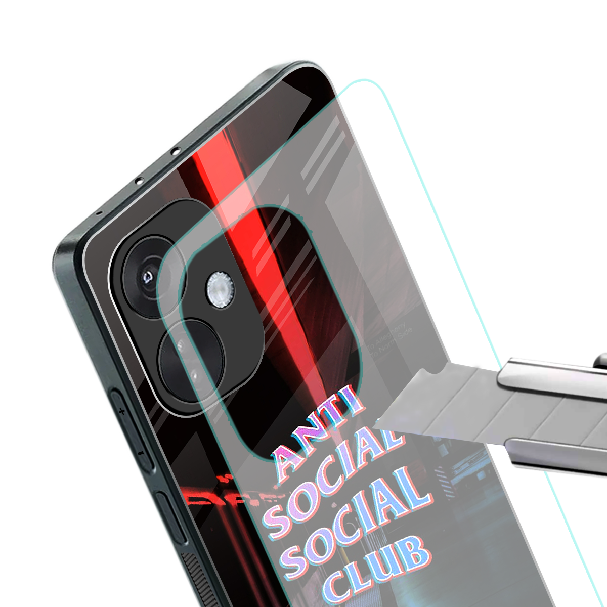 anti social social club back phone cover | glass case for oneplus nord ce 3