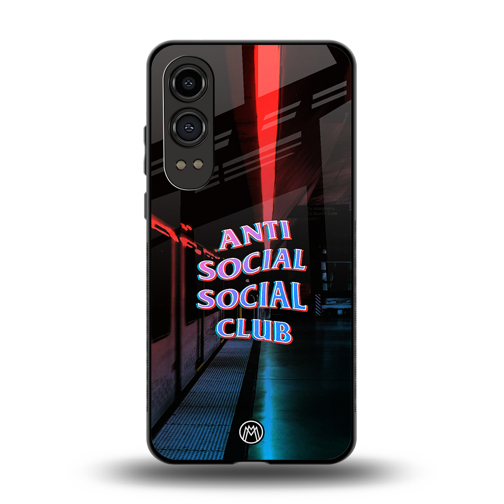 anti social social club back phone cover | glass case for oneplus nord ce 4 lite