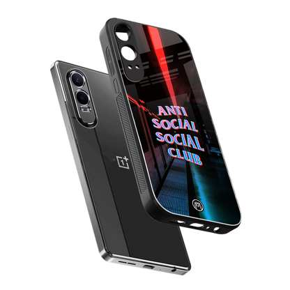 anti social social club back phone cover | glass case for oneplus nord ce 4 lite