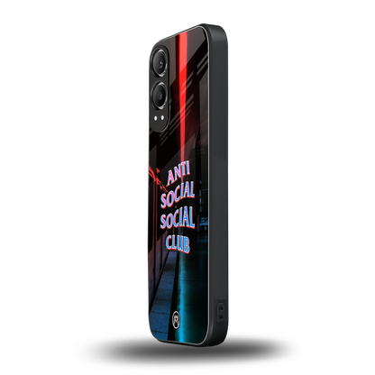 anti social social club back phone cover | glass case for oneplus nord ce 4 lite