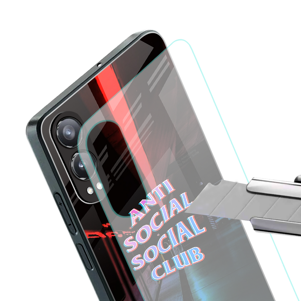 anti social social club back phone cover | glass case for oneplus nord ce 4 lite