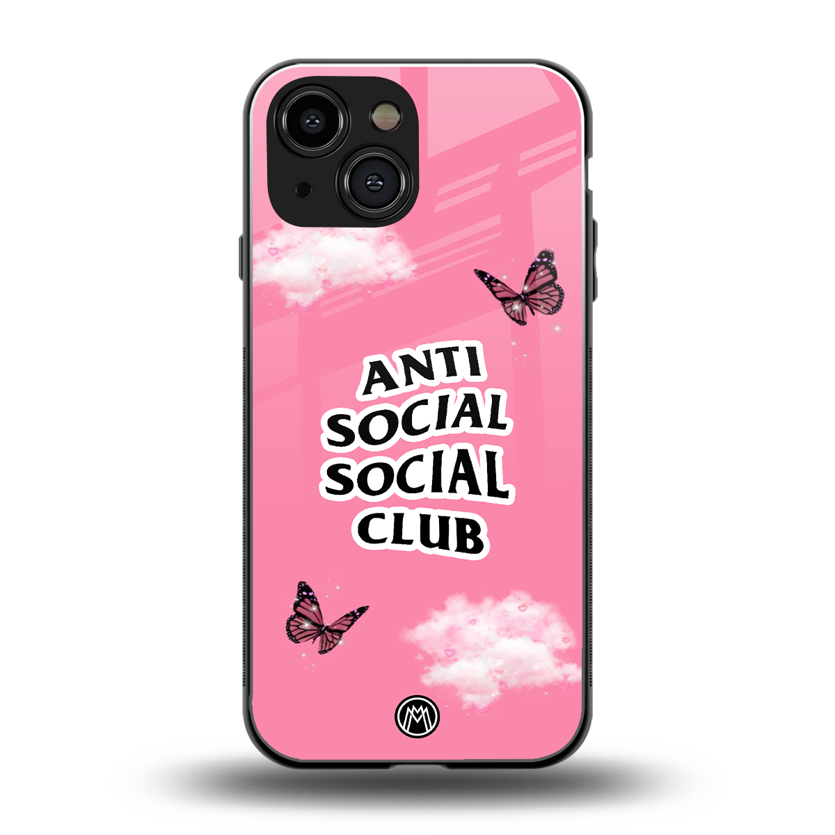 anti social social club pink edition back phone cover | glass case for iphone 13 mini