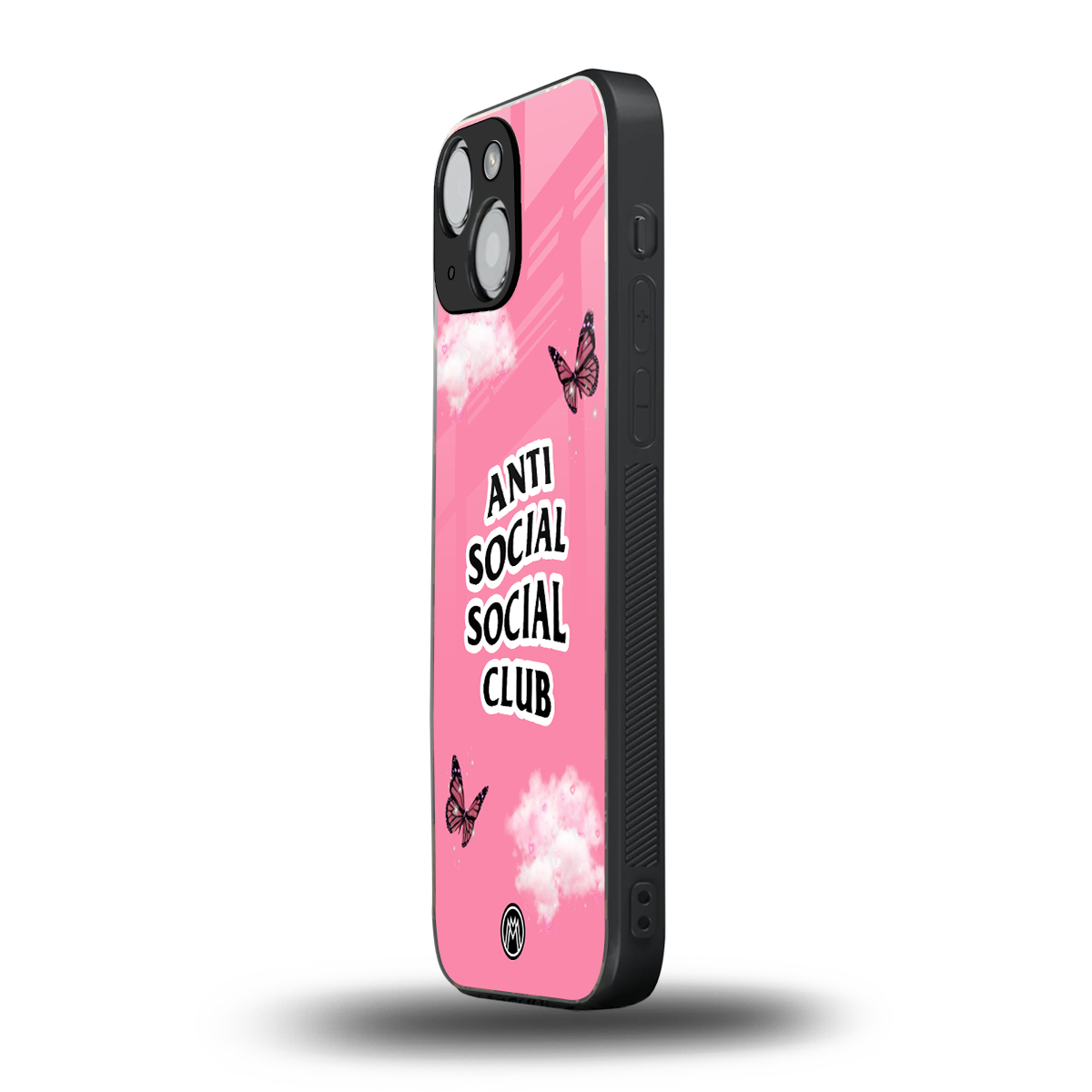 anti social social club pink edition back phone cover | glass case for iphone 13 mini