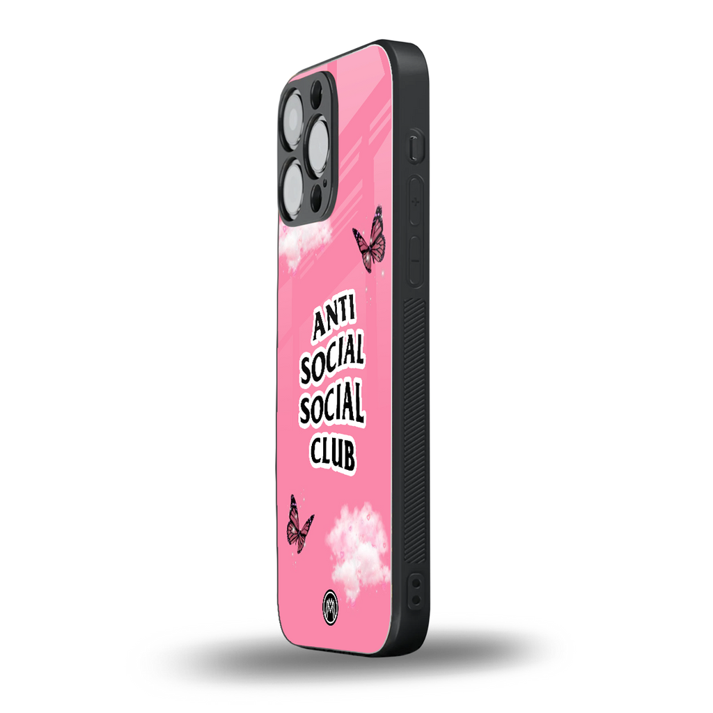 anti social social club pink edition back phone cover | glass case for iphone 13 pro max