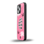anti social social club pink edition back phone cover | glass case for iphone 13 pro max