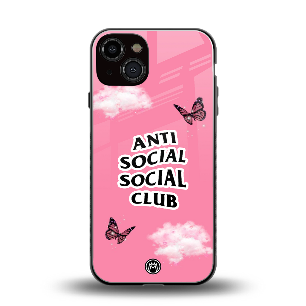 anti social social club pink edition back phone cover | glass case for iphone 13