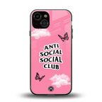 anti social social club pink edition back phone cover | glass case for iphone 13