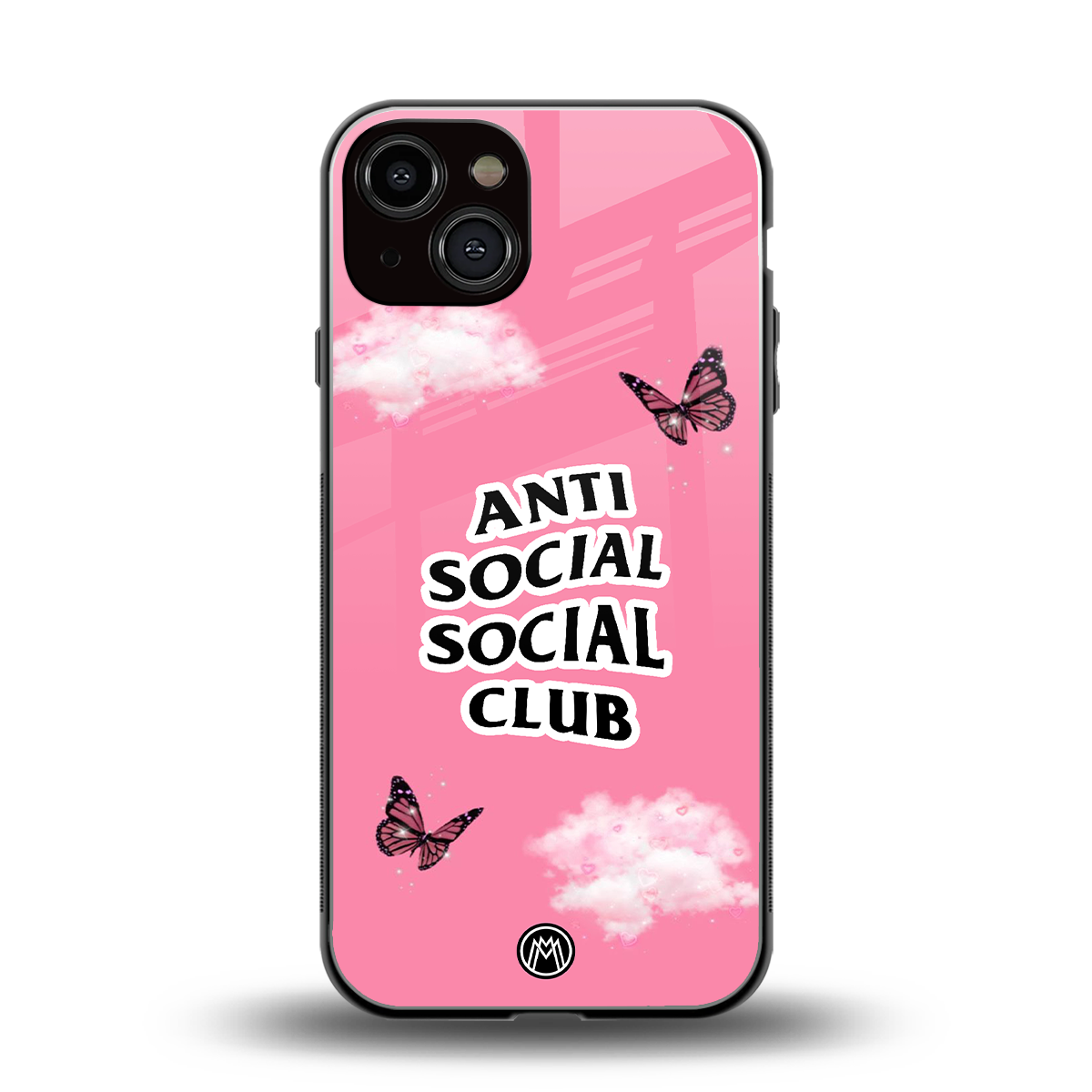 anti social social club pink edition back phone cover | glass case for iphone 13