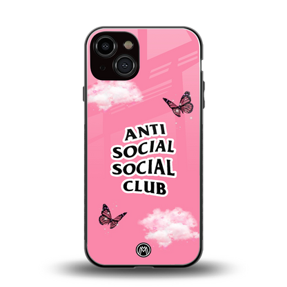 anti social social club pink edition back phone cover | glass case for iphone 13