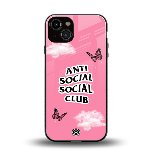 anti social social club pink edition back phone cover | glass case for iphone 13