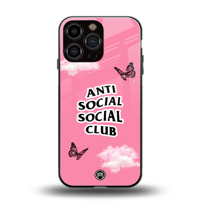 anti social social club pink edition back phone cover | glass case for iphone 15 pro max