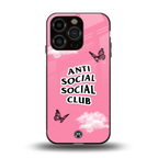anti social social club pink edition back phone cover | glass case for iphone 15 pro