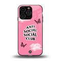 anti social social club pink edition back phone cover | glass case for iphone 14 pro