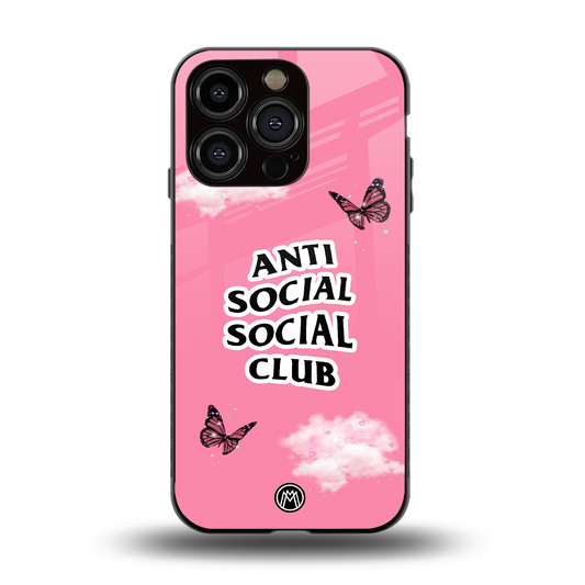 anti social social club pink edition back phone cover | glass case for iphone 14 pro