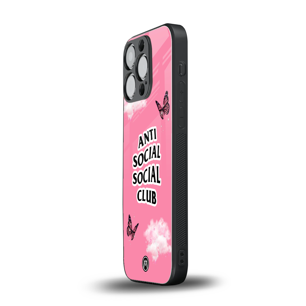 anti social social club pink edition back phone cover | glass case for iphone 15 pro