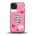anti social social club pink edition back phone cover | glass case for iphone 15