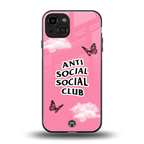 anti social social club pink edition back phone cover | glass case for iphone 15