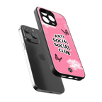 anti social social club pink edition back phone cover | glass case for iphone 15 pro