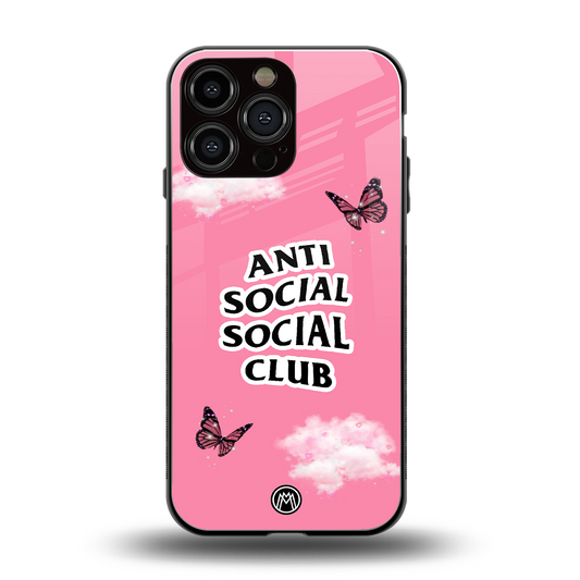 anti social social club pink edition back phone cover | glass case for iphone 16 pro max