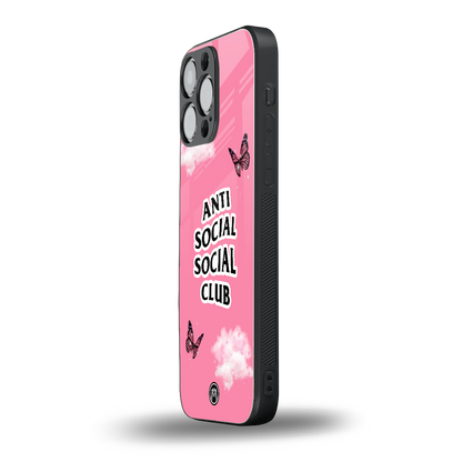 anti social social club pink edition back phone cover | glass case for iphone 16 pro max