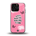 anti social social club pink edition back phone cover | glass case for iphone 16 pro