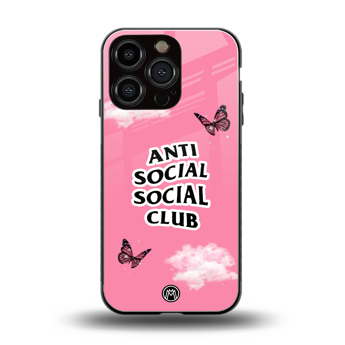 anti social social club pink edition back phone cover | glass case for iphone 16 pro