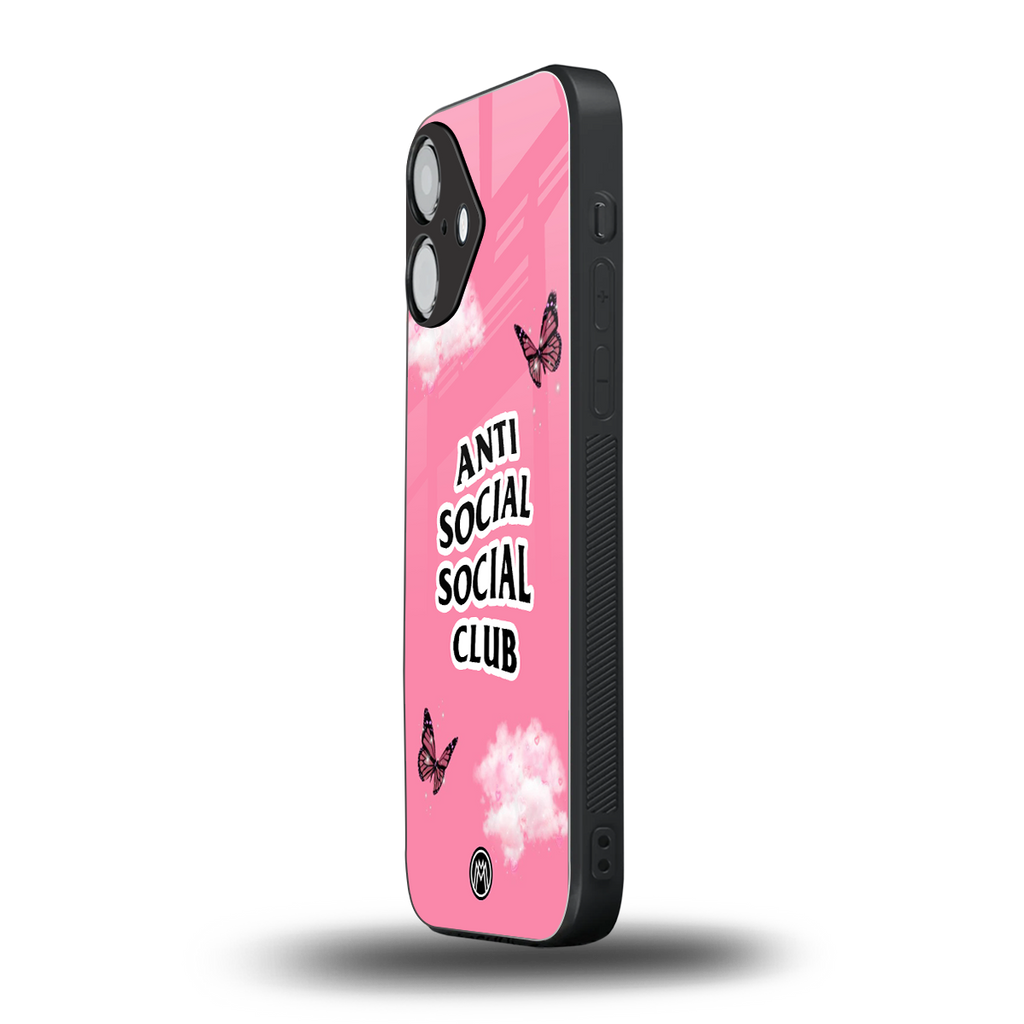 anti social social club pink edition back phone cover | glass case for iphone 16
