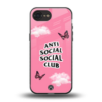 anti social social club pink edition back phone cover | glass case for iphone 16e