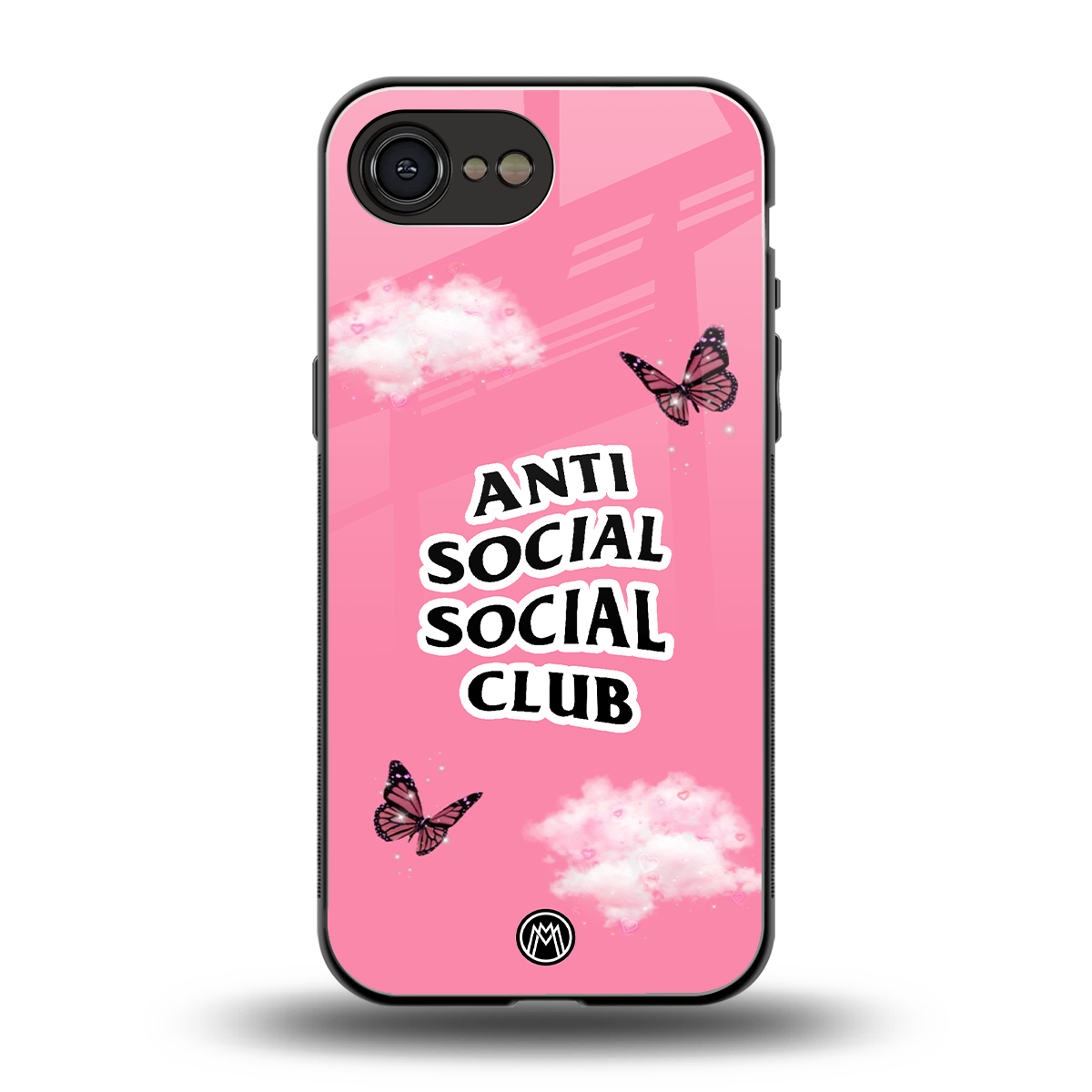 anti social social club pink edition back phone cover | glass case for iphone 16e