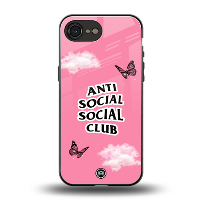 anti social social club pink edition back phone cover | glass case for iphone 16e