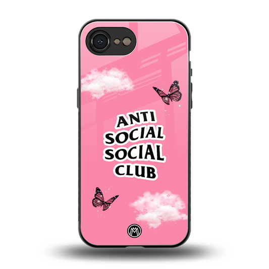 anti social social club pink edition back phone cover | glass case for iphone 16e