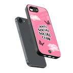 anti social social club pink edition back phone cover | glass case for iphone 16e