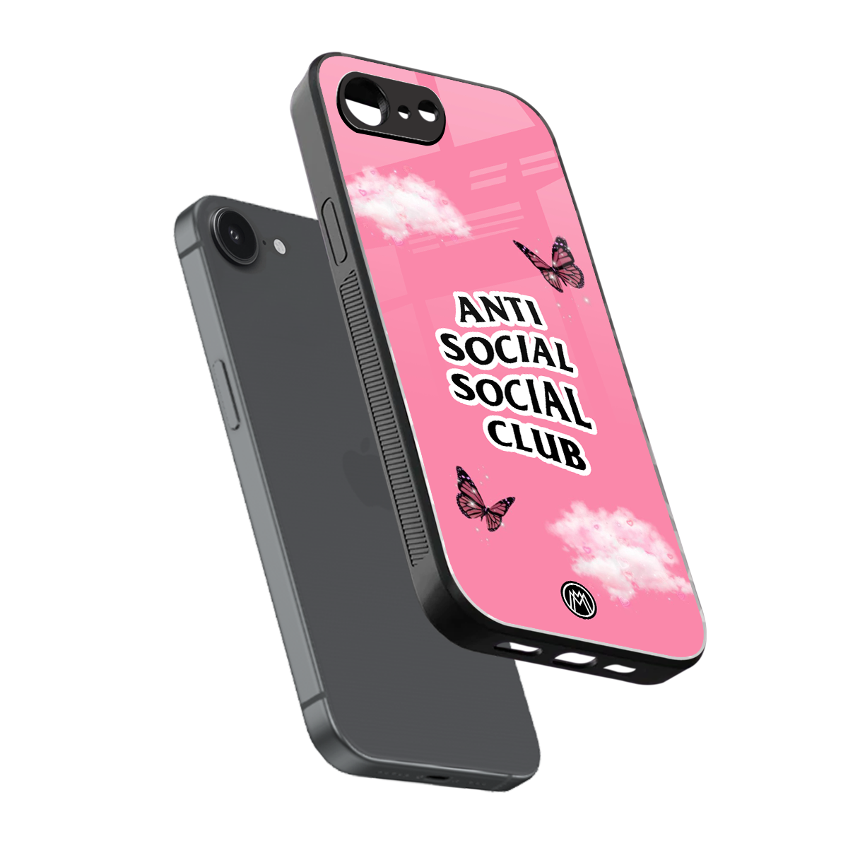 anti social social club pink edition back phone cover | glass case for iphone 16e