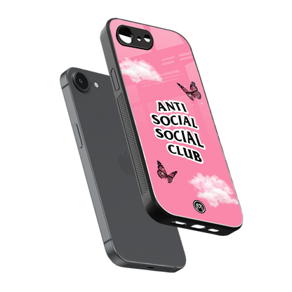 anti social social club pink edition back phone cover | glass case for iphone 16e