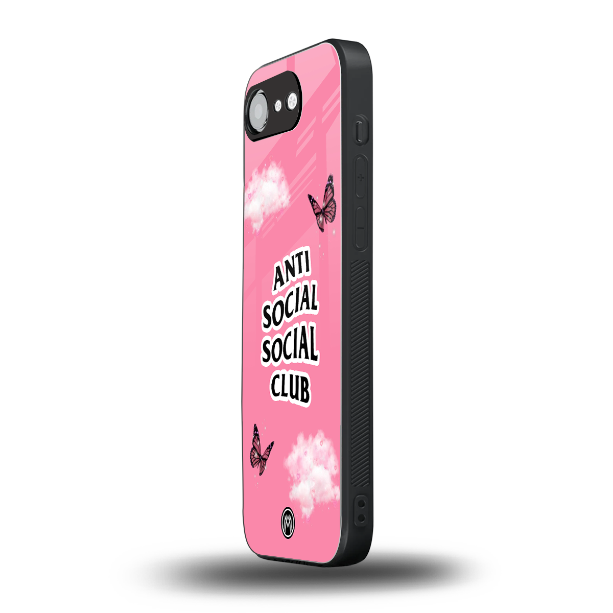anti social social club pink edition back phone cover | glass case for iphone 16e
