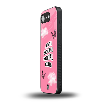 anti social social club pink edition back phone cover | glass case for iphone 16e